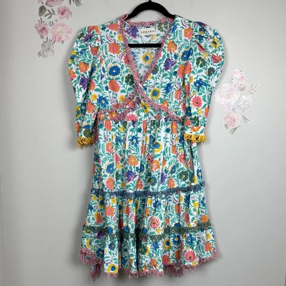 Sohana Colorful Floral Ruffle Dress - M - Picture 1 of 12